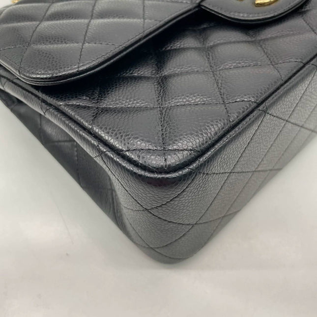 Sold Chanel Classic Flap Jumbo Black Caviar Leather Double Flap with Gold Hardware
