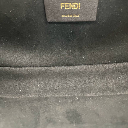 FENDI O Lock Navy Leather and Faux Fur Shoulder Bag