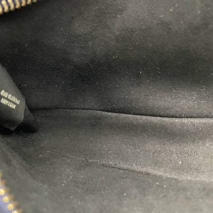 FENDI O Lock Navy Leather and Faux Fur Shoulder Bag