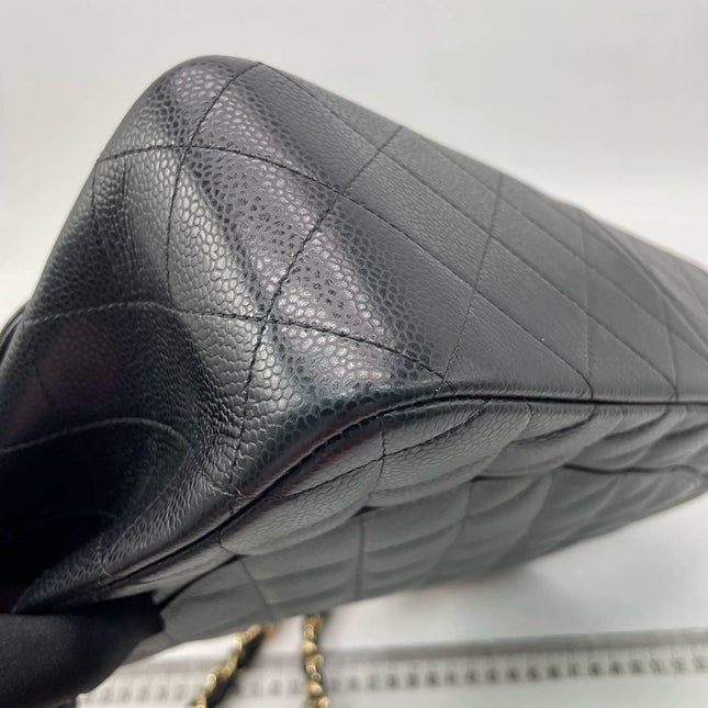 Sold Chanel Classic Flap Jumbo Black Caviar Leather Double Flap with Gold Hardware