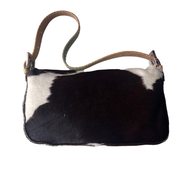 Sold Fendi Baguette Pony hair in cow print White with Python Skin Strap and Buckle