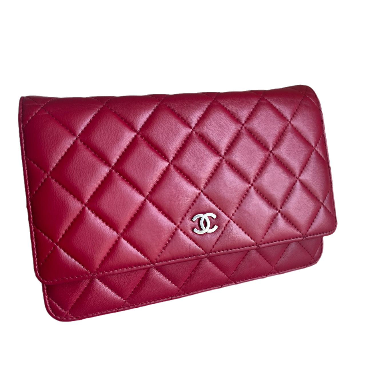 Sold Chanel Wallet On Chains WOC Timeless/ Classic Red Lambskin Leather-Luxbags