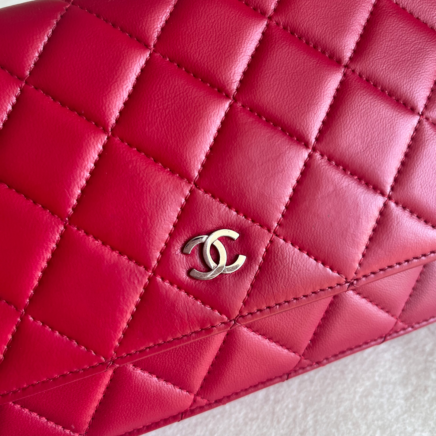 Sold Chanel Wallet On Chains WOC Timeless/ Classic Red Lambskin Leather