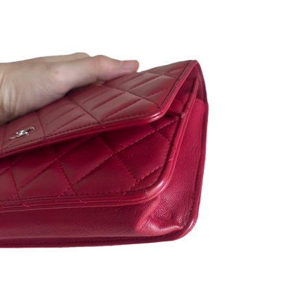 Sold Chanel Wallet On Chains WOC Timeless/ Classic Red Lambskin Leather