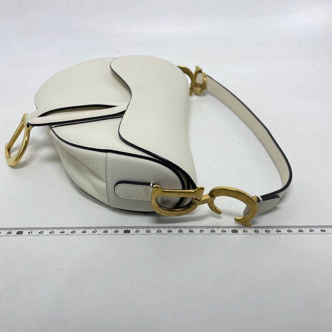 Sold Dior Saddle White Medium Grained Leather Handbag