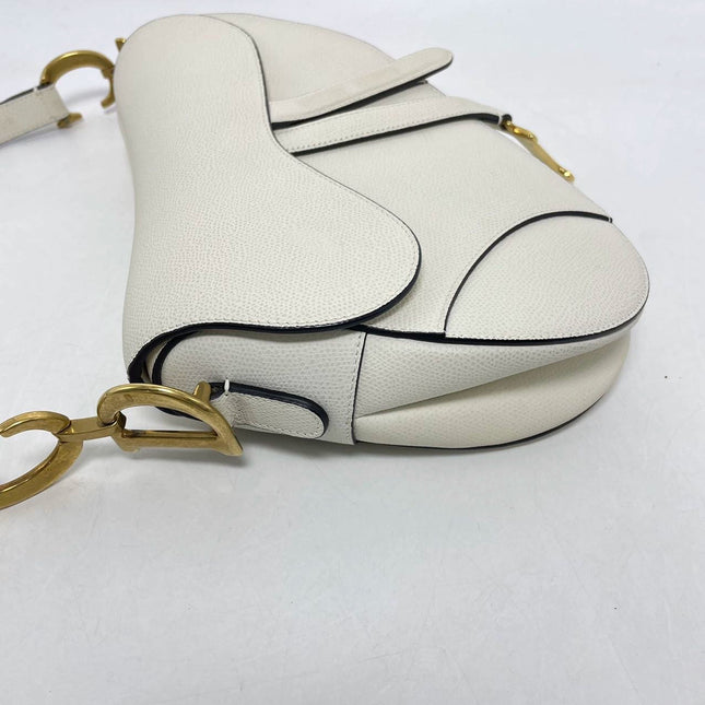 Sold Dior Saddle White Medium Grained Leather Handbag