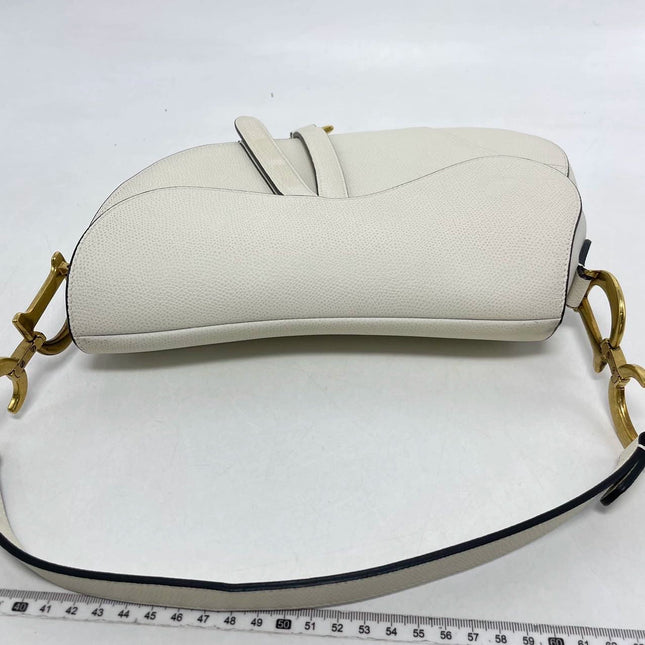 Sold Dior Saddle White Medium Grained Leather Handbag