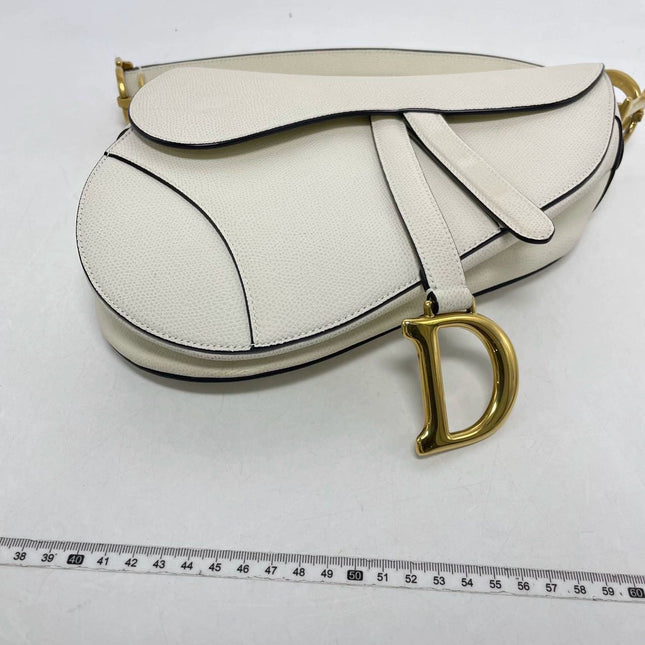 Sold Dior Saddle White Medium Grained Leather Handbag