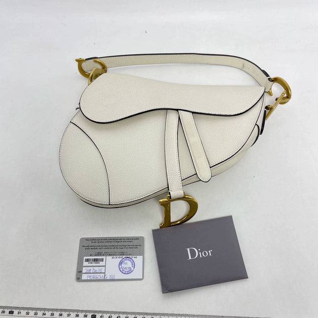 Sold Dior Saddle White Medium Grained Leather Handbag