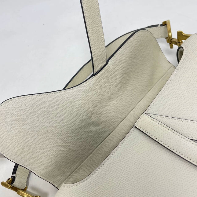 Sold Dior Saddle White Medium Grained Leather Handbag