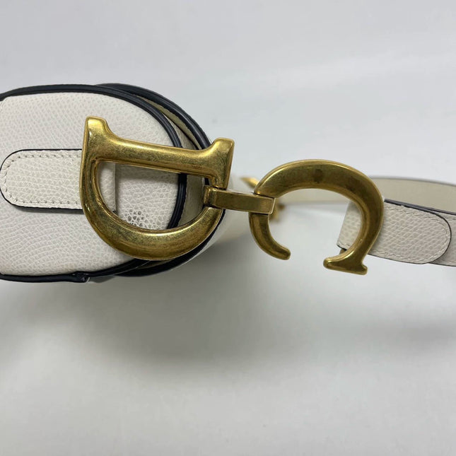 Sold Dior Saddle White Medium Grained Leather Handbag