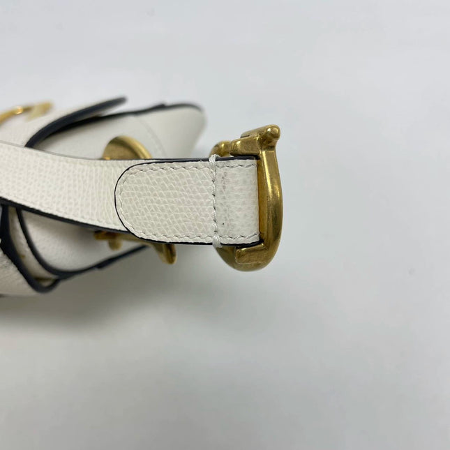 Sold Dior Saddle White Medium Grained Leather Handbag