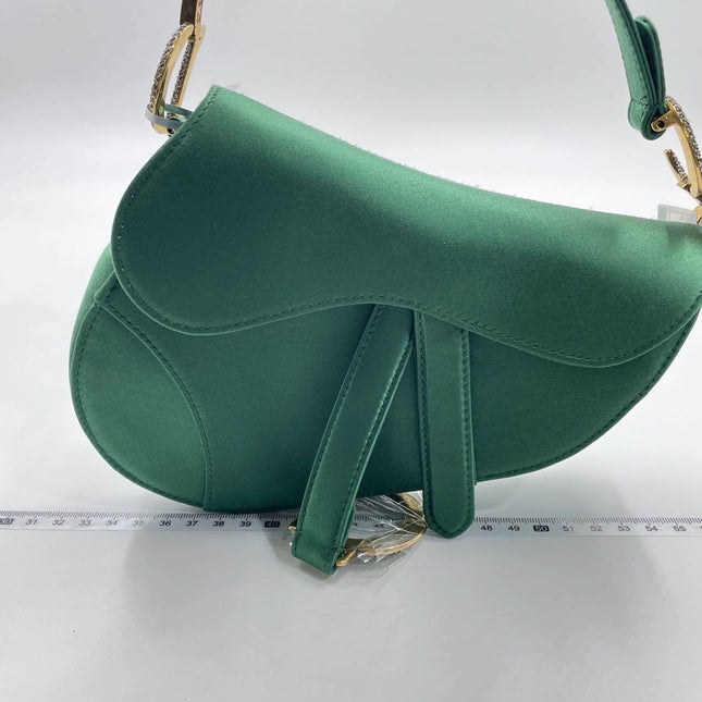 Sold Dior Saddle Mini Silk Emerald Green with crystals