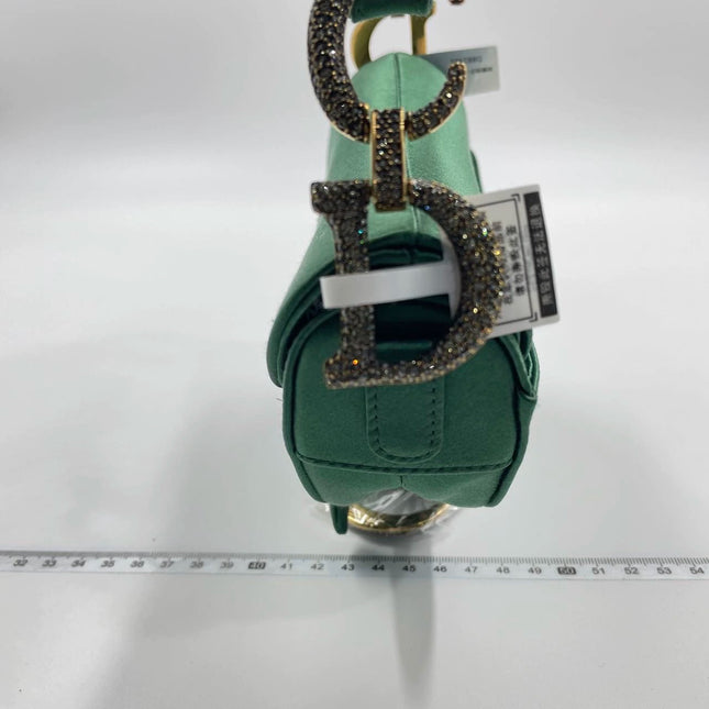 Sold Dior Saddle Mini Silk Emerald Green with crystals
