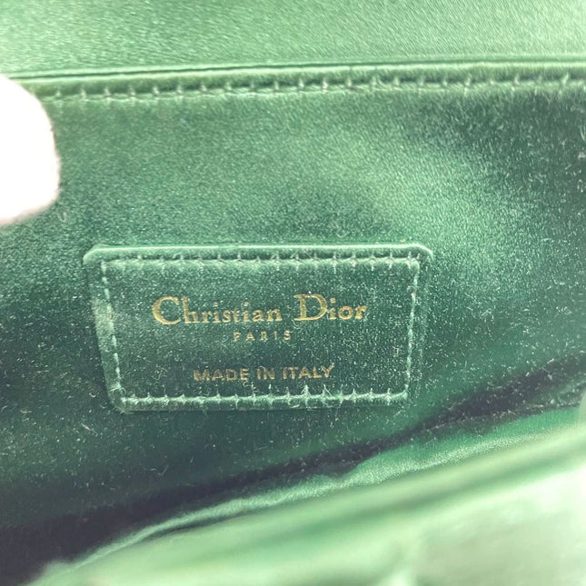 Sold Dior Saddle Mini Silk Emerald Green with crystals