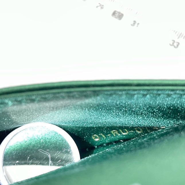 Sold Dior Saddle Mini Silk Emerald Green with crystals