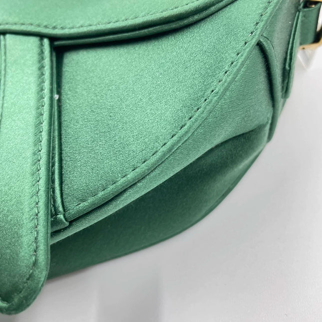 Sold Dior Saddle Mini Silk Emerald Green with crystals