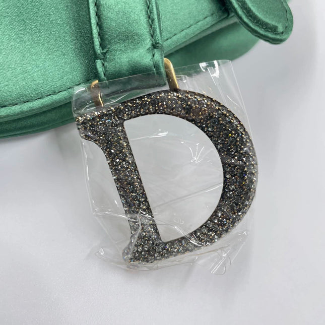 Sold Dior Saddle Mini Silk Emerald Green with crystals