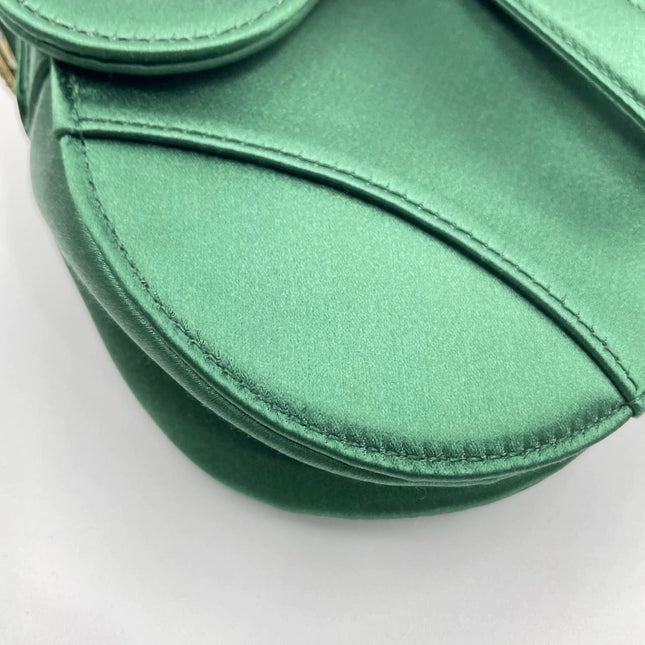 Sold Dior Saddle Mini Silk Emerald Green with crystals