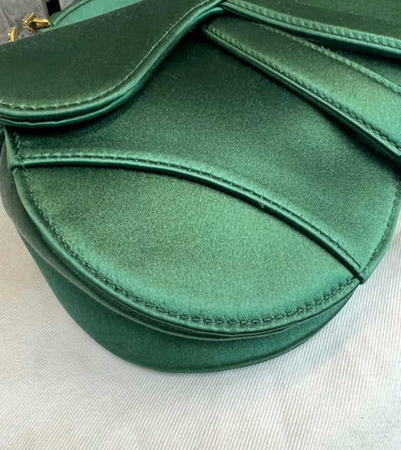 Sold Dior Saddle Mini Silk Emerald Green with crystals