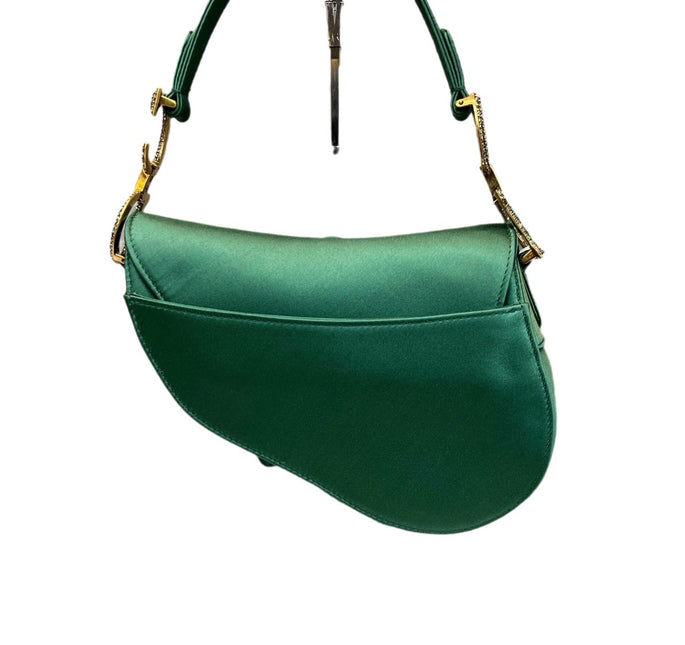 Sold Dior Saddle Mini Silk Emerald Green with crystals