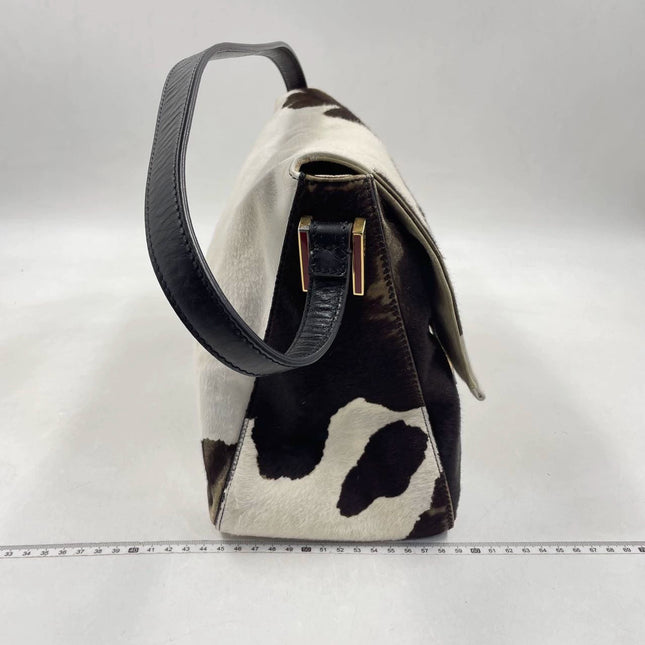 Sold Fendi Mamma Baguette Pony hair in cow print White and Black