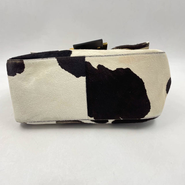 Sold Fendi Mamma Baguette Pony hair in cow print White and Black