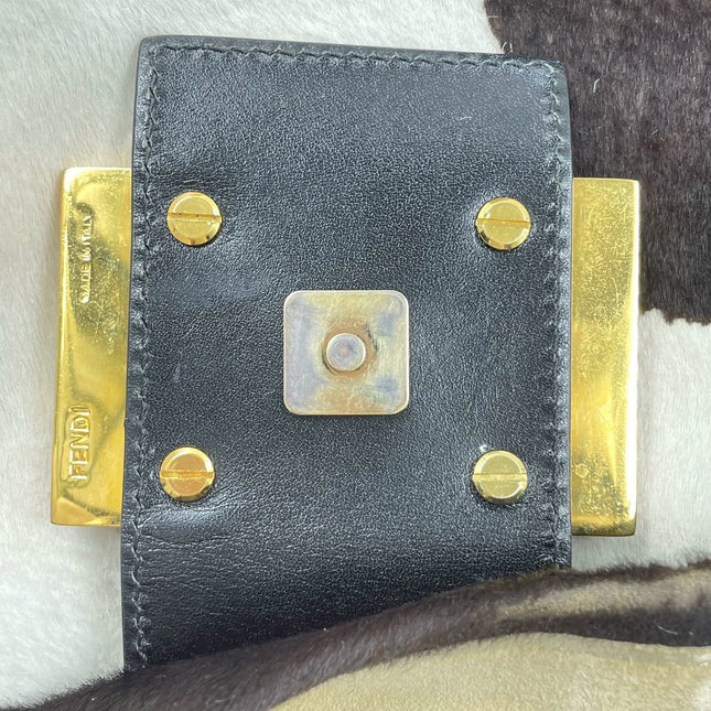 Sold Fendi Mamma Baguette Pony hair in cow print White and Black