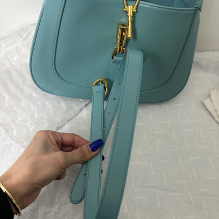 Sold Gucci Jackie 1961 Blue Small Shoulder Bag with Adjustable Strap
