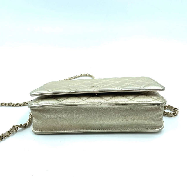 Sold Chanel Wallet on Chain WOC Gold Lambskin Leather