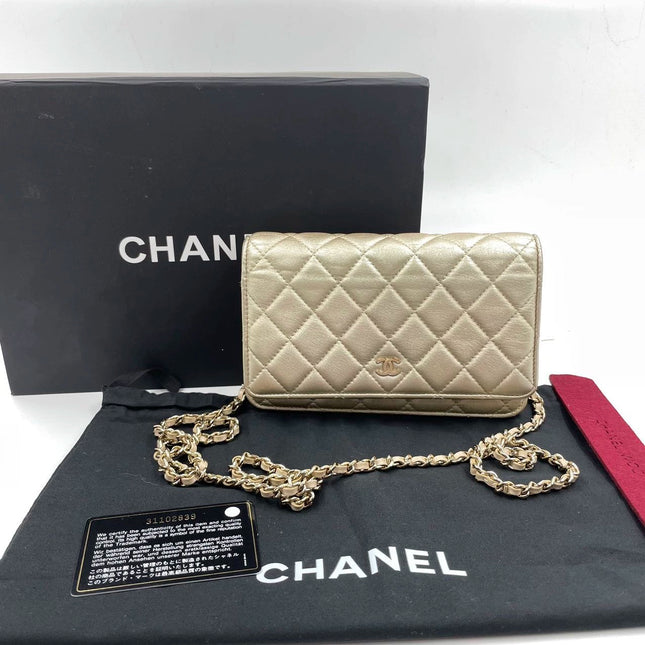 Sold Chanel Wallet on Chain WOC Gold Lambskin Leather-Luxbags