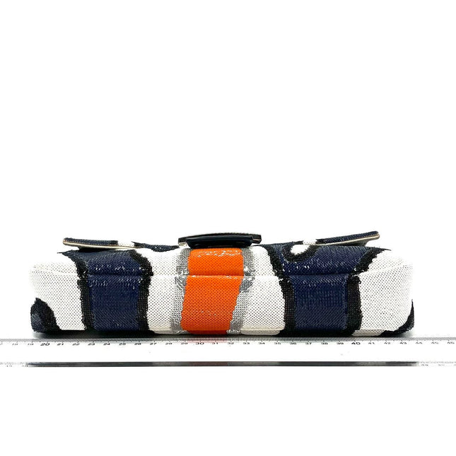 Sold FENDI Baguette Zebra-Stripe Sequin Blue Orange White