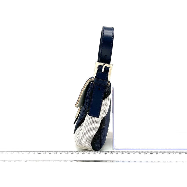 Sold FENDI Baguette Zebra-Stripe Sequin Blue Orange White