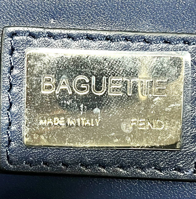 Sold FENDI Baguette Zebra-Stripe Sequin Blue Orange White