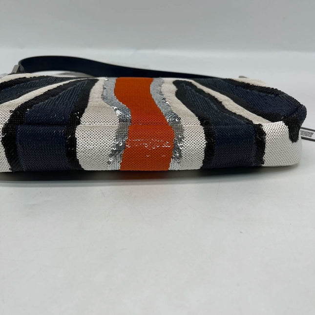Sold FENDI Baguette Zebra-Stripe Sequin Blue Orange White