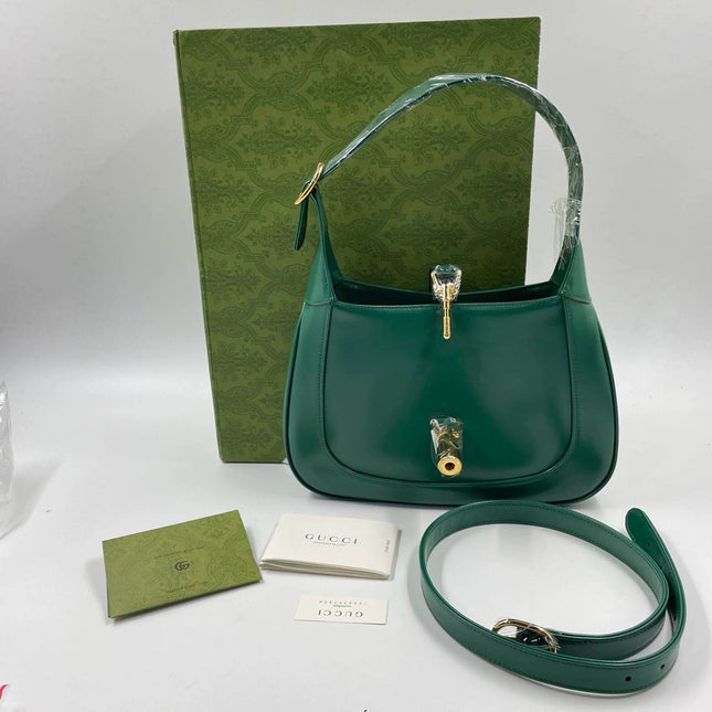 Sold Gucci Jackie 1961 Green Leather Bag Small with Adjustable Strap