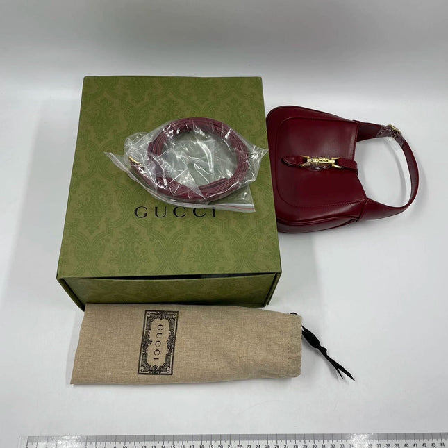 Sold Gucci Jackie 1961 Mini Burgundy Leather Bag with Strap Never Worn With Box