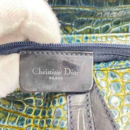 Sold Dior Saddle Green Medium Crocodile embossed Leather Handbag