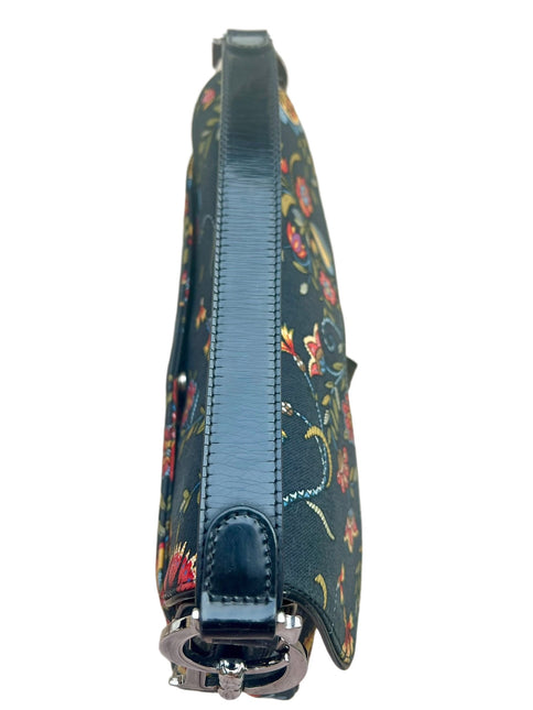 Dior Saddle Black Denim with Floral Embroidery John Galliano Design