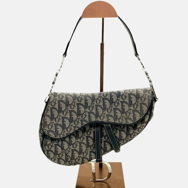 Dior Saddle Vintage Black Oblique-Luxbags
