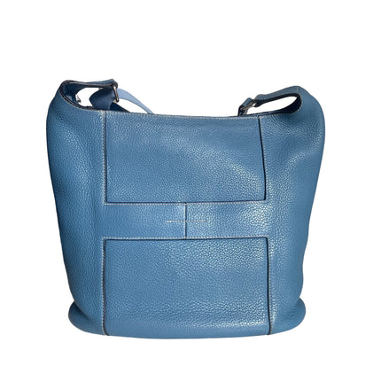 Hermès Taurillon Clemence Good News 28 PM Blue Jeans Hobo Crossbody Bag