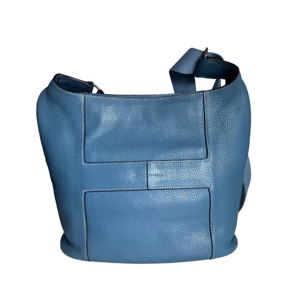Hermès Taurillon Clemence Good News 28 PM Blue Jeans Hobo Crossbody Bag