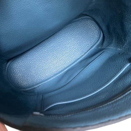 Hermès Taurillon Clemence Good News 28 PM Blue Jeans Hobo Crossbody Bag