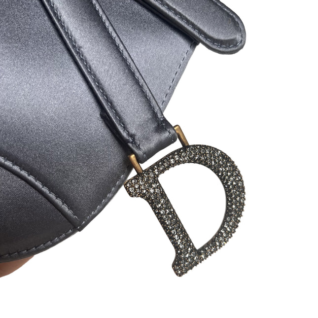 Sold Dior Saddle Mini Silk Blue with Crystal Embedded Buckles