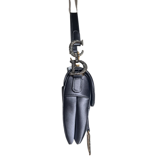 Sold Dior Saddle Mini Silk Blue with Crystal Embedded Buckles