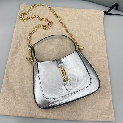 Gucci Jackie 1961 Mini Silver Lamé Leather Bag