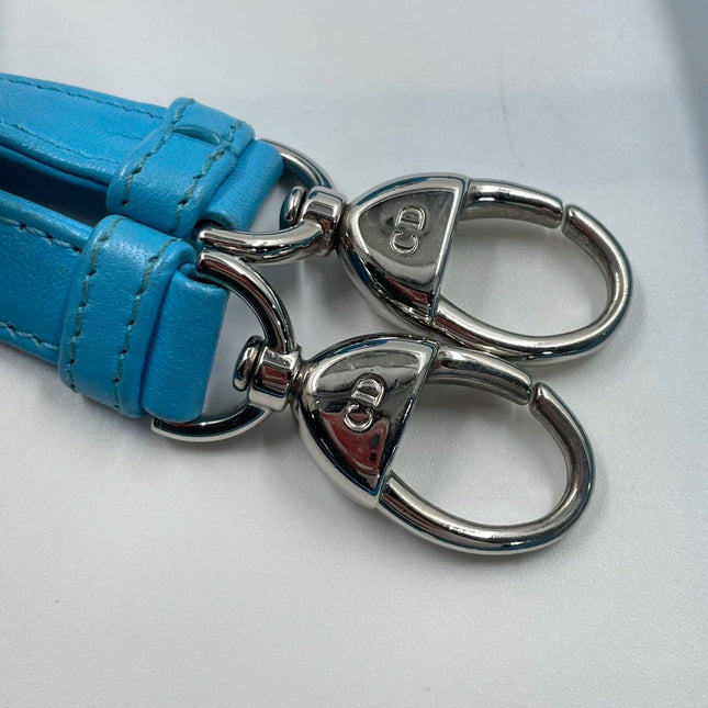 Sold Lady Dior Mini Teal Blue handbag Cannage Leather with strap