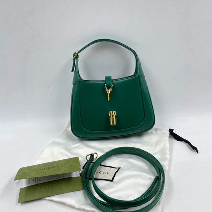 Sold Gucci Jackie 1961 Mini Handbag in Green Leather with Adjustable Strap