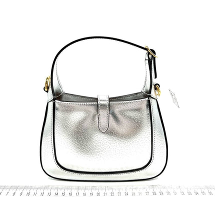 Sold Gucci Jackie 1961 Mini Silver Lamé Leather Bag with Chain Strap