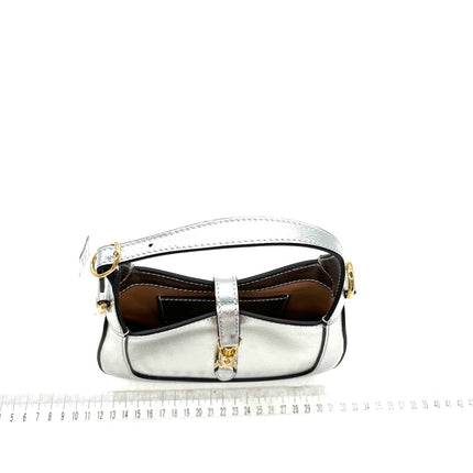 Sold Gucci Jackie 1961 Mini Silver Lamé Leather Bag with Chain Strap